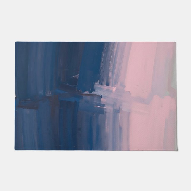 Marine-Rosa abstrakte Pinselstriche Fußmatte (Vorderseite)