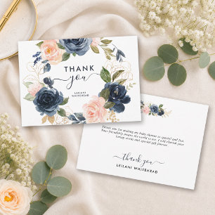 Marine-Rosa-Baby-Shower-Blumenkranz Dankeskarte