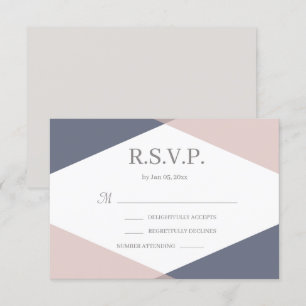 Marine-Rosa Geometrische Moderne Hochzeit-RSVP Einladung
