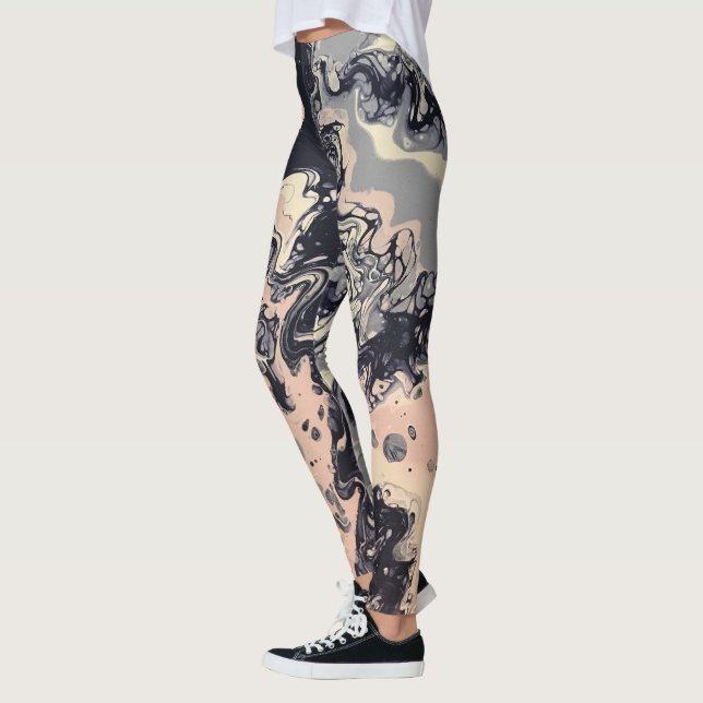 Marine, Rosa, Lavendel-abstrakte Leggings - "Cha (Links)