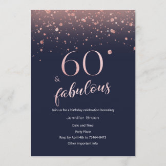 Marine Rose Gold 60. Geburtstag Einladung