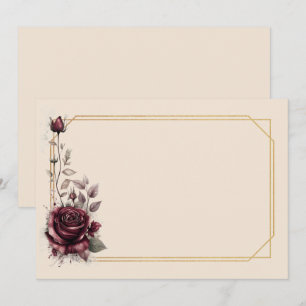 Marine Rose mit goldenem Rahmen Blank Einladung