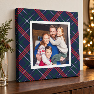 Marine-Rot-Grün-Tartan-Weihnachtsfoto Leinwanddruck