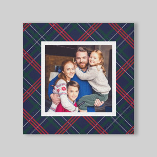 Marine-Rot-Grün-Tartan-Weihnachtsfoto Leinwanddruck