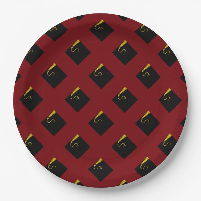 Marine rote Abschlussfeier-Papierplatten Pappteller (Vorderseite)