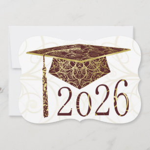 Marine-rote und goldene Blumenmütze 2026 Karte