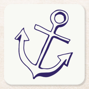 Marine Schiff Anker Navy Blau Hochzeitsfeier Rechteckiger Pappuntersetzer