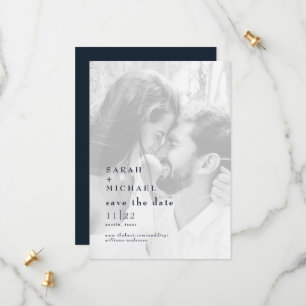 Marine Schwarz-Weiß-Foto Hochzeit Save The Date