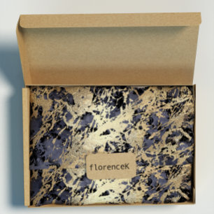 Marine-Schwarze Blumige Falsche Goldene Grungy Mar Geschenkpapier