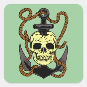 Marine Skull Tattoo Quadratischer Aufkleber