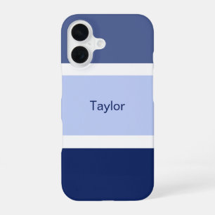 Marine Streifen Blau Weiß Personalisiert iPhone 16 Hülle