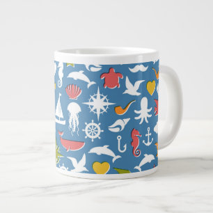 Marine Symbole Muster Jumbo-Tasse