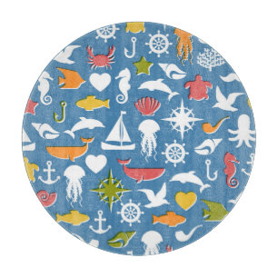 Marine Symbole Muster Schneidebrett