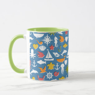 Marine Symbole Muster Tasse