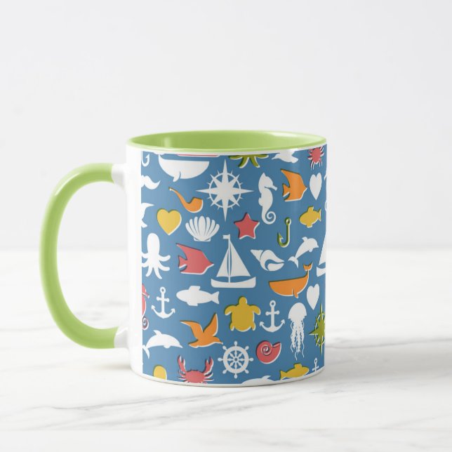 Marine Symbole Muster Tasse (Links)