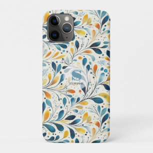 Marine-Teal-Bernstein-Blumenblatt-Muster Case-Mate iPhone Hülle