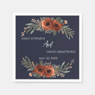 Marine Terrakotta Blumen Boho Hochzeitsservietten Serviette