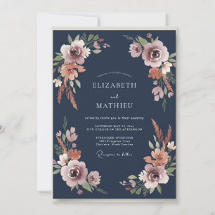 Marine Terrakotta-Laub-Eukalyptus-Hochzeit Einladung