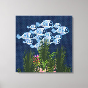 Marine texturiert, Fisch, Rosa-Koralle Leinwanddruck