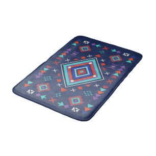 Marine Türkis Boho Geometrisches Oberflächenmuster Badematte