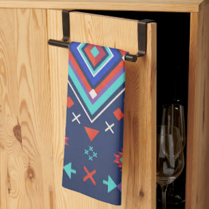 Marine Türkis Boho Geometrisches Oberflächenmuster Geschirrtuch