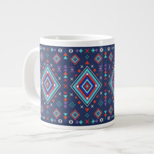 Marine Türkis Boho Geometrisches Oberflächenmuster Jumbo-Tasse