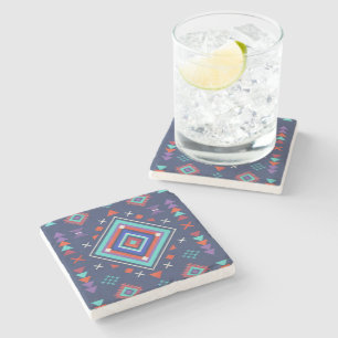 Marine Türkis Boho Geometrisches Oberflächenmuster Steinuntersetzer