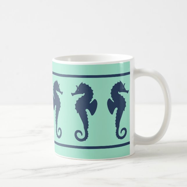 Marine und Aqua Sea Pferde Kaffeetasse (Rechts)