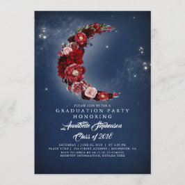 Marine und Burgund | Floral Moon Graduation Party Einladung