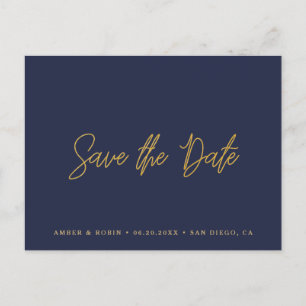 Marine und Gold, die Save the Date Wedding sind Ankündigungspostkarte