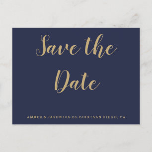 Marine und Gold, die Save the Date Wedding sind Ankündigungspostkarte