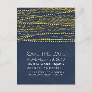 Marine und Gold modern Save the Date Ankündigungspostkarte