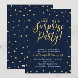 Marine und Gold | Modern Surprise Retirement Party Einladung