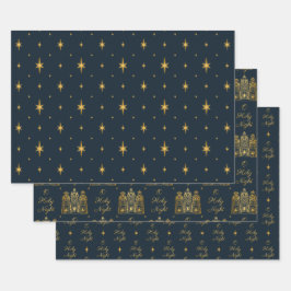 Marine und Gold O Heilige Nacht Drei Weisen Geschenkpapier Set
