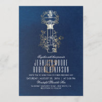 Marine-und GoldSkeleton Schlüssel-Vintage Hochzeit