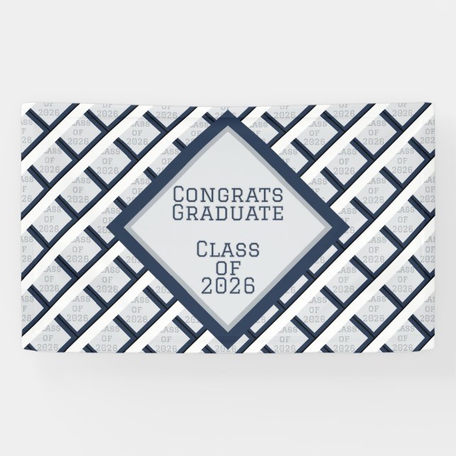 Marine und Graue Abschlussfeier | 2026 Banner (Horizontal)