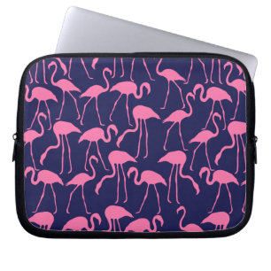 Marine und rosa Flamingo-Muster Laptopschutzhülle