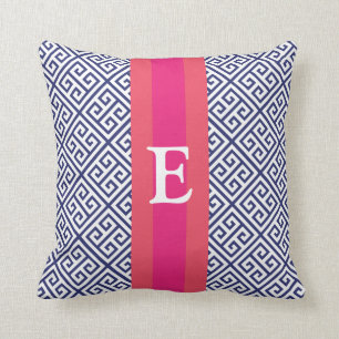 Marine und Rosa-griechisches Kissen