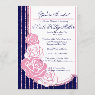 Marine und Rose Jugendstil Einladung