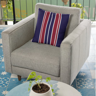 Marine und Rote Streifen Kissen