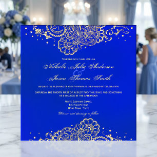 Marine und Royal Blue Henna Lace Hochzeit Einladun Einladung