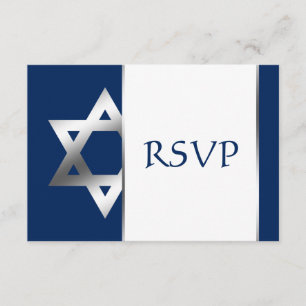 Marine und Silberstar von David Bar Mitzvah UAWG RSVP Karte