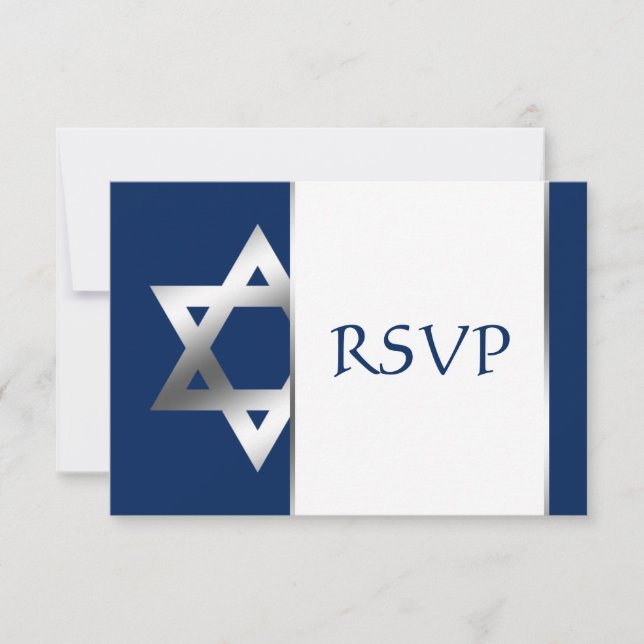 Marine und Silberstar von David Bar Mitzvah UAWG RSVP Karte (Vorderseite)