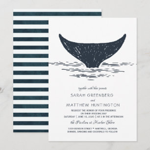 Marine und Weiß   Einladung von Whale zur Hochzeit