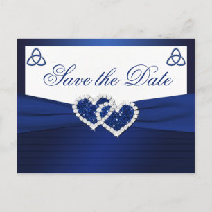 Marine und weiße Liebe-Knoten-Save the Date Ankündigungspostkarte