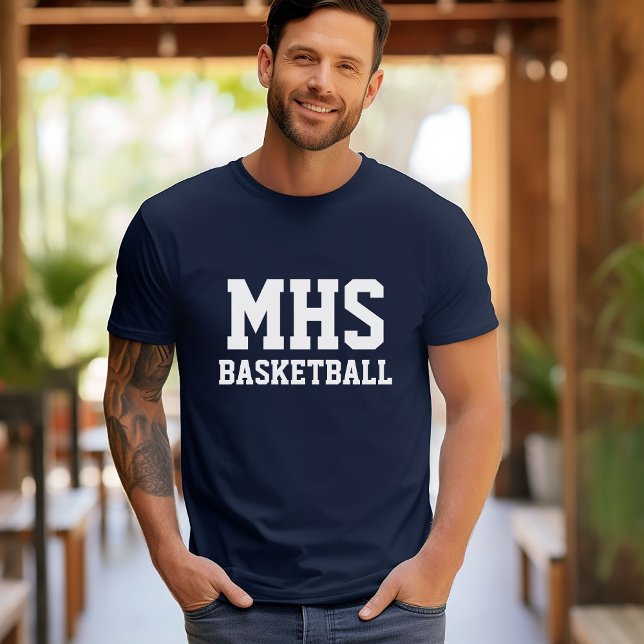 Marine und White Custom Basketball Team Spirit T-Shirt (Von Creator hochgeladen)