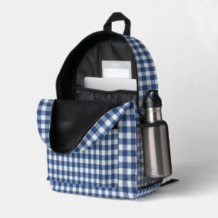 Marine und White Gingham Bedruckter Rucksack
