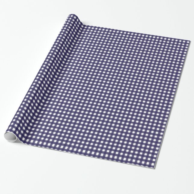 Marine und White Gingham Geschenkpapier (Ungerollt)