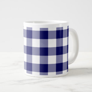 Marine und White Gingham Pattern Jumbo-Tasse
