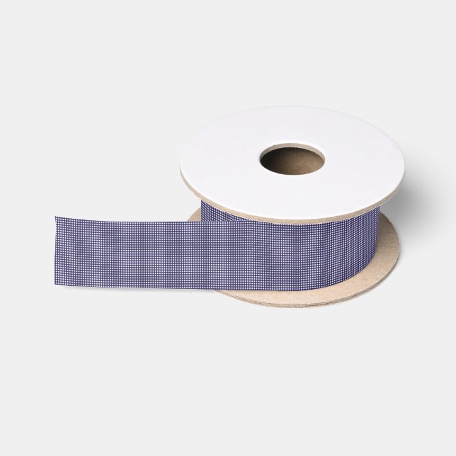 Marine und White Gingham Satinband (Spule)